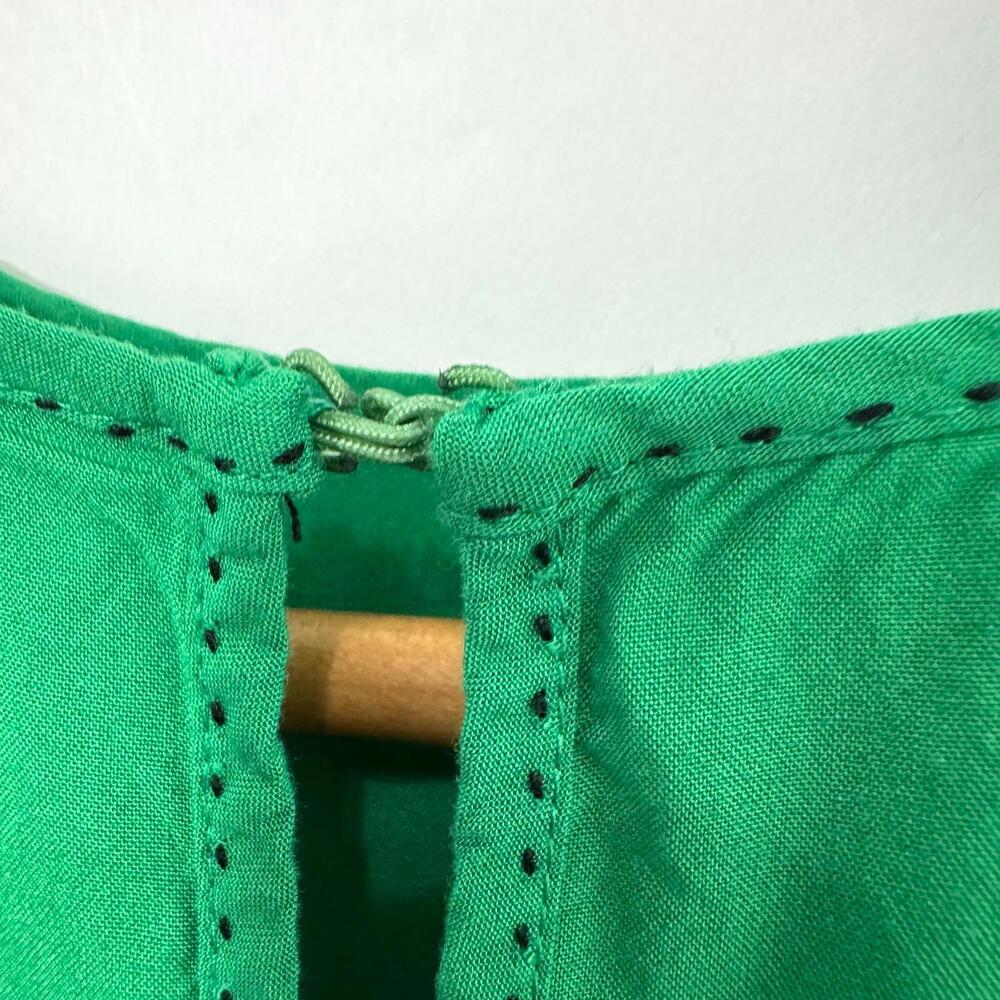 Max Studio Women’s Size XS Green Lightweight Pleated Crochet Detail Mini Dress - Picture 10 of 12